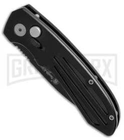 Smith & Wesson Extreme Ops SW50BS Black Automatic Knife - Black Serr -Elite Knives Shop smithwesson extreme ops dp black serr BHQ 1776 er spine large